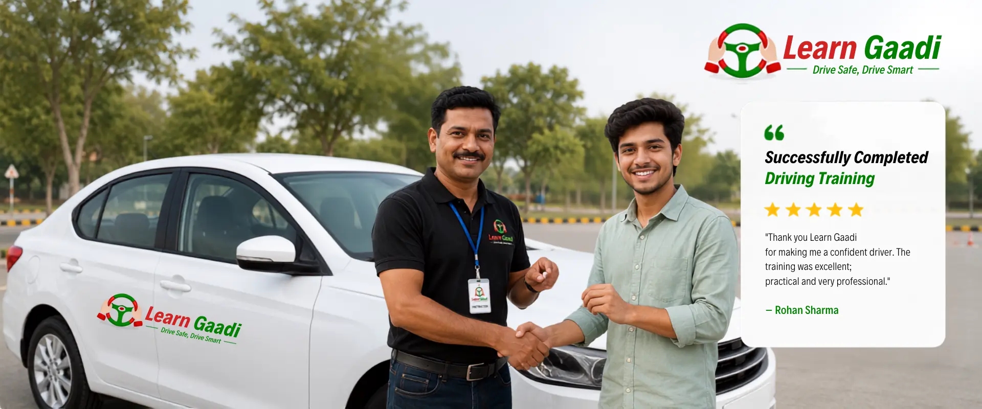Happy driving student giving a thumbs up